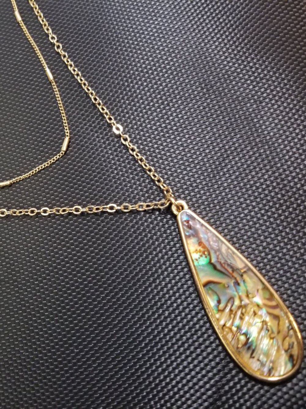 TIME AND TRU MOP Teardrop Gold-Tone Double-Chain Necklace